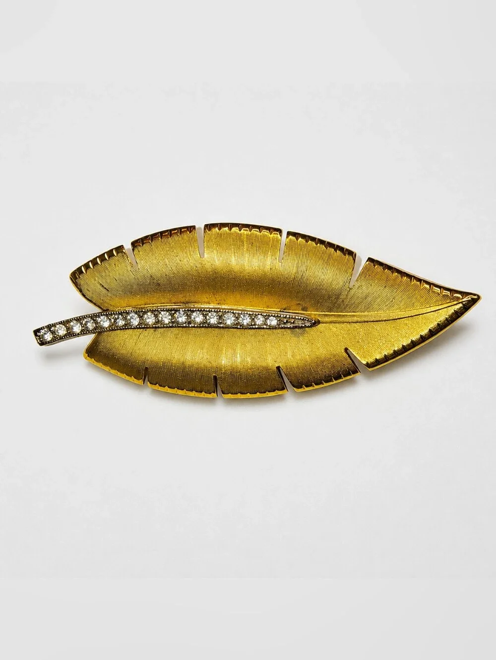 Vintage‎ Gold Tone Feather Brooch Pin